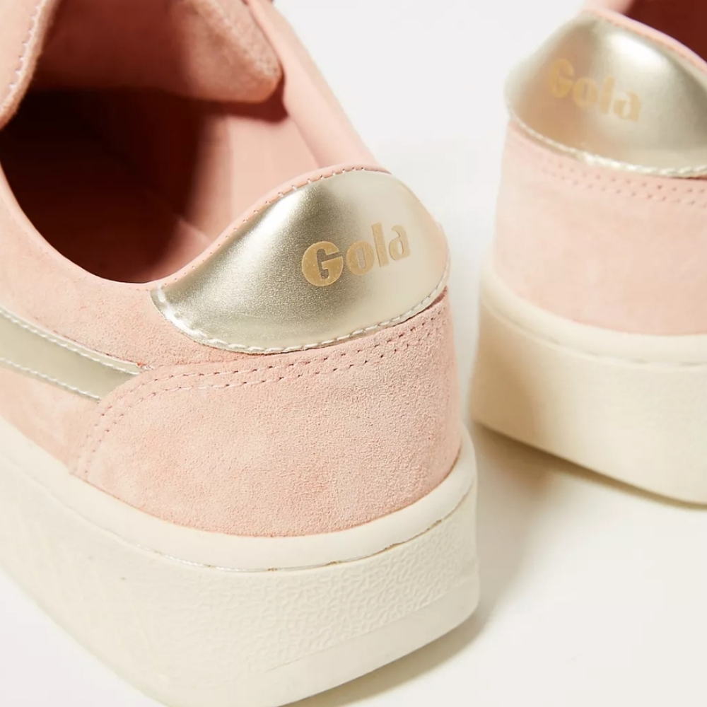 Gola Grand Slam Sneakers Suede Pink Gold Silver Size 9 EU 40 - Picture 2 of 5